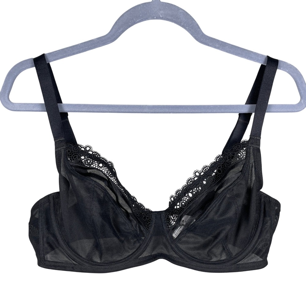Wacoal Retro Chic Bra Womens 38C Black Excellent Sheer Mesh Lace 855162